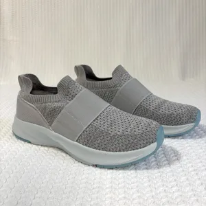 Athletic Works Slip On Sneakers‎ Gray Knit Odor Control Walking Shoes New 7.5 thumbnail 2