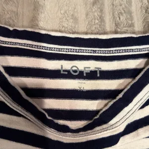 Loft Womens Navy Blue White Striped Sleeveless Tank Top Crew Neck Cotton XL thumbnail 3