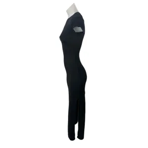 Princess Polly Black Short Sleeve Crew Neck Side Slit Maxi Bodycon Dress Size 0 thumbnail 3