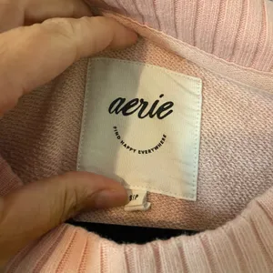 Aerie Pink Ribbed Oversized Crewneck Pullover Sweatshirt Loungewear Women Small thumbnail 2