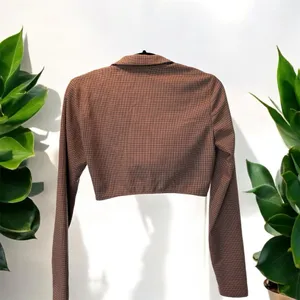 Zara Checkered Blazer Stuke Crop Top Small thumbnail 2