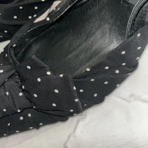 Zara Black & White Polka Dot Kitten Heel Sling back Shoes(Size 39) thumbnail 10