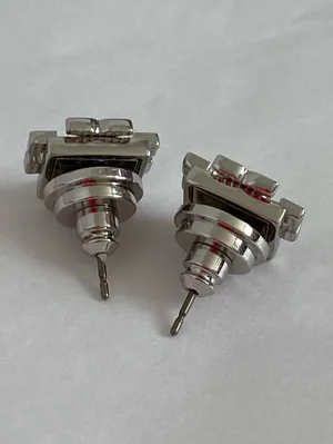 Tory Burch Silver Logo Stud Earrings Never Worn thumbnail 4