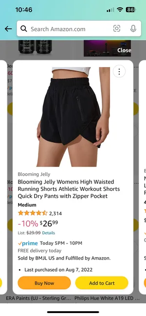 Amazon Black  Blooming Jelly Workout Shorts thumbnail 2