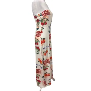 Anthropologie Paper Heart Fresh Fruits Maxi Dress Womens 4 Tropical Linen Blend‎ thumbnail 4