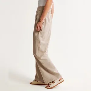 Abercrombie & Fitch Sloane Linen-Blend Tailored Wide Leg Pants thumbnail 3