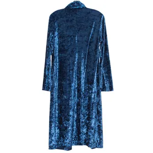 Duster Cardigan Crushed Velvet Y2K 90s Whimsigoth Witchy Grunge Open Blue Medium thumbnail 2
