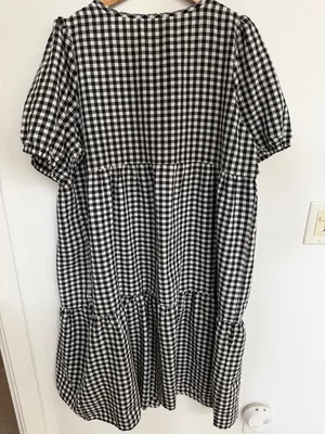 SHEIN Black and White Gingham Midi Dress thumbnail 3