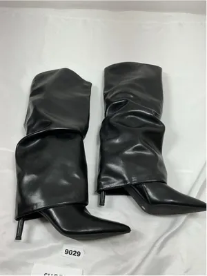 Womans Excellent Vaslemusa Knee High Fold Over Slouchy Fashion Boots 7 Black thumbnail 2