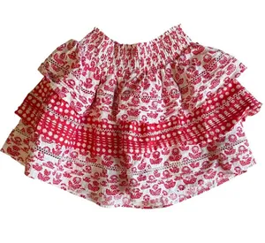 NWT Roller Rabbit for Target Red Floral Tiered Mini Skirt Smocked Eyelet Sz XS thumbnail 1