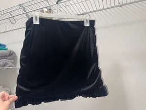 Blue blush black velvet mini skirt thumbnail 3