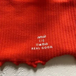Aerie Orange Ribbed Lettuce Trim Cropped Cami Tank Top Size Large thumbnail 4