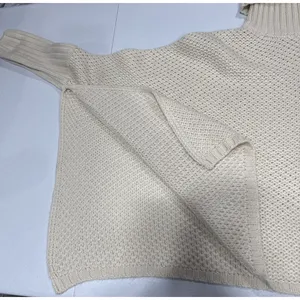 Shein Womens Turtleneck Batwing Sleeve Knit Poncho Size 6 Beige Sweater Relaxed thumbnail 5