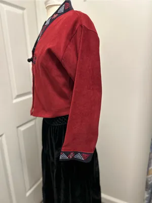 Faux suede tribal jacket with embroidery Red Size L thumbnail 3
