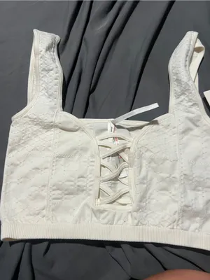 NWT Anthropologie ivory crop top xxs/xs thumbnail 1