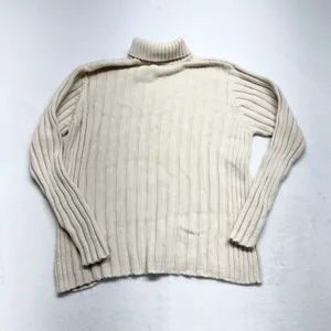 Banana Republic Ribbed Turtleneck Sweater‎ Womens L Cream Classic Cotton Size L thumbnail 8