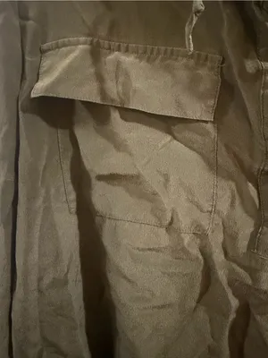 Madewell Olive Green Lace-Up 100% Silk Long Sleeve Blouse thumbnail 5