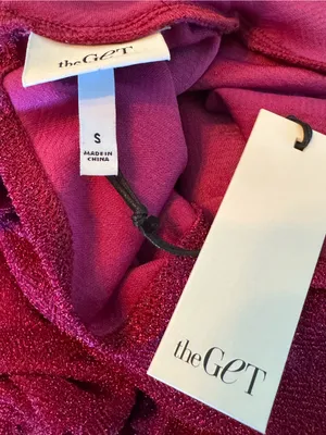 Magenta sparkle Long-Sleeve Mock Neck Dress nwt small thumbnail 7
