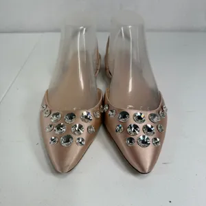 J.Crew 8.5 Blossom Slingback Flats Satin Rose Gold Crystal Embellished Shoes thumbnail 5