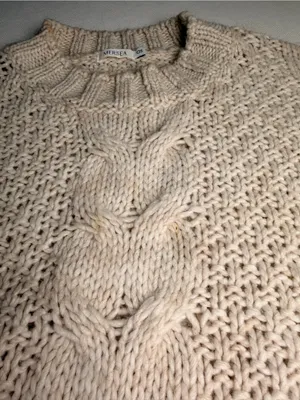 MERSEA Womens OS Chunky Cable Knit Sweater Wool Alpaca Cream Made in Italy thumbnail 7