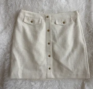 Marc New York Andrew Marc Ivory Button-Front Bouclé Mini Skirt thumbnail 1