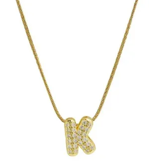 Balloon Zircon Letter K Initial Necklace Gold thumbnail 1