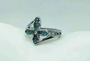 Blue Rhinestone Cross Ring Size 8 thumbnail 5