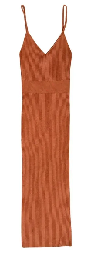 Forever 21 Sleeveless V-Neck Ribbed Bodycon Maxi Dress Size Small thumbnail 1