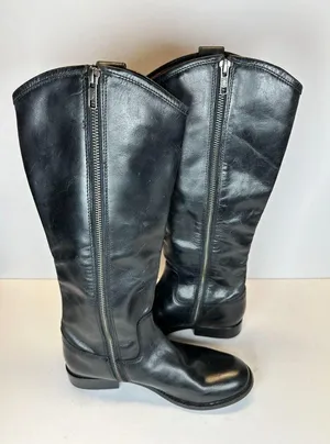 Frye Women's Melissa 3470412 Size 6B Black Riding Boots Leather Inside Zip NWOB thumbnail 3