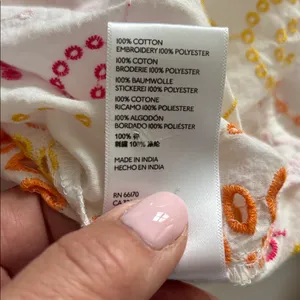 Anthropologie Maeve White Peasant Crop Top with Yellow,Orange & Pink Embroidery thumbnail 13