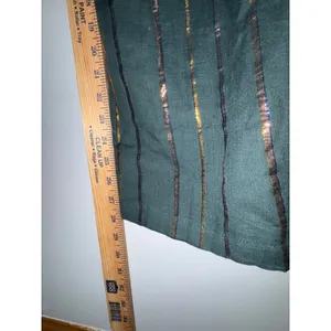 Farm Rio Anthropologie Green Metallic Striped One Shoulder Wide Leg Jumpsuit NEW thumbnail 7