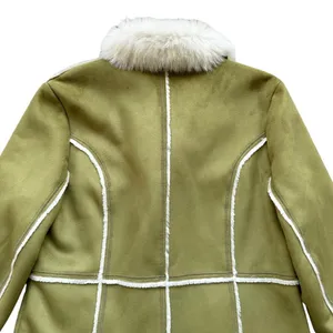 🔃Novelti Adorable Junior Green Faux Suede Faux Fur Jacket thumbnail 9