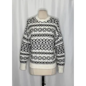 AMERICAN EAGLE Outfitters Fairisle Crew Neck Sweater Black White Fair Isle Small thumbnail 2