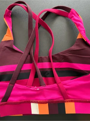 Lululemon Sports Bra Women's Size 4 Pink Orange Striped Active Wear Yoga Stretch thumbnail 6