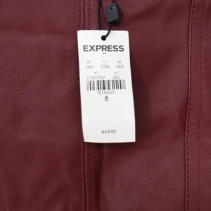 Express Skirt Womens 6 Burgundy Faux Leather Mini Patch Pocket NEW thumbnail 4