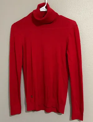 Ralph Lauren Red Silk Blend Turtle Neck Knit Sweater Women’s Size Medium thumbnail 1
