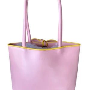 Furla Vintage Y2K Pink & Yellow Bow Tote/Shoulder Bag Elegant Structured Design thumbnail 2