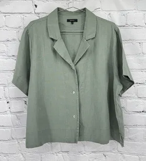 Quince Linen Shirt Women’s XL Sage Green 100% European Linen Short Sleeve Boxy thumbnail 1