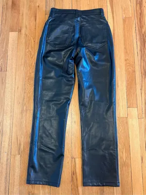 ABERCROMBIE AND FITCH Curve Love Ultra High Rise 90s‎ Straight Leather Pant 28 thumbnail 3