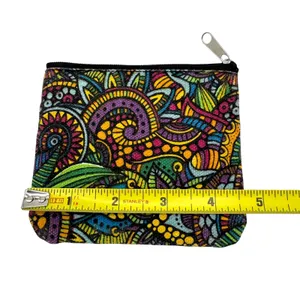 Psychedelic‎ Zentangle Paisley Small Coin Purse Wristlet Key Ring Set Multicolor thumbnail 2