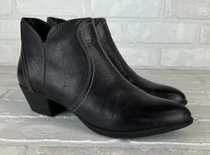 Ariat Astor Ankle Booties Womens 6.5 B Black Leather Low Heel Zip Coast Cowgirl thumbnail 1