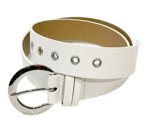 Michael Kors Size‎ Large White Silver Grommet Faux Leather Belt thumbnail 1