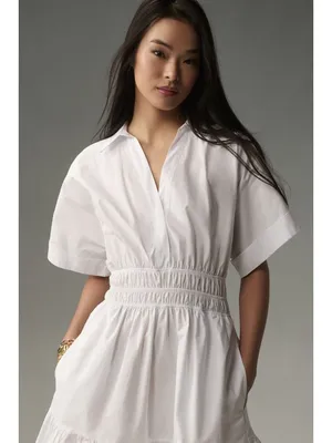 NWT by Anthropologie Somerset Maxi in White Cotton Shirt Edition Dress S thumbnail 2