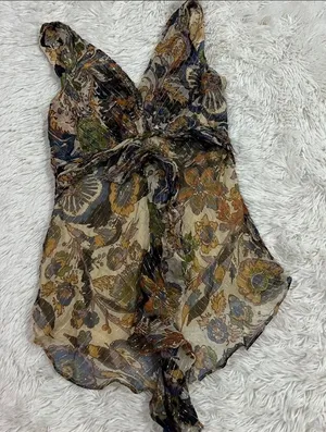 NU silk sleeveless top small Gold thumbnail 1