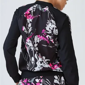 Fabletics Bev Bomber Jacket Size XXL Floral Print Black Zip Up‎ Athleisure Sport thumbnail 2