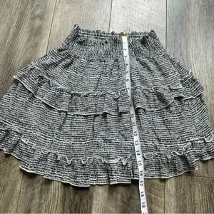 Altar’d State Tiered Ruffle Black and White Printed Smocked Skirt Size Medium thumbnail 5