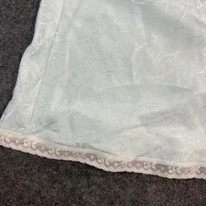 VTG‎ Paisley Jacquard Maxi Half Slip Light Blue Lace Trim Satin Skirt Lingerie thumbnail 4