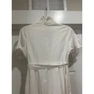 Crown & Ivy White Cotton Tiered Ruffle Midi Dress sz Large Modest Teacher Church thumbnail 9