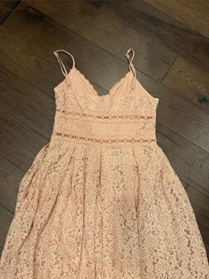 NSR Blush Pink Floral Lace Midi Maxi Dress Size Medium Spaghetti Strap - C61-121 thumbnail 8