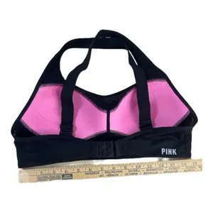 Victoria's Secret Pink Sport Bra M Ultimate Lightly Lined Black Back Closure thumbnail 5